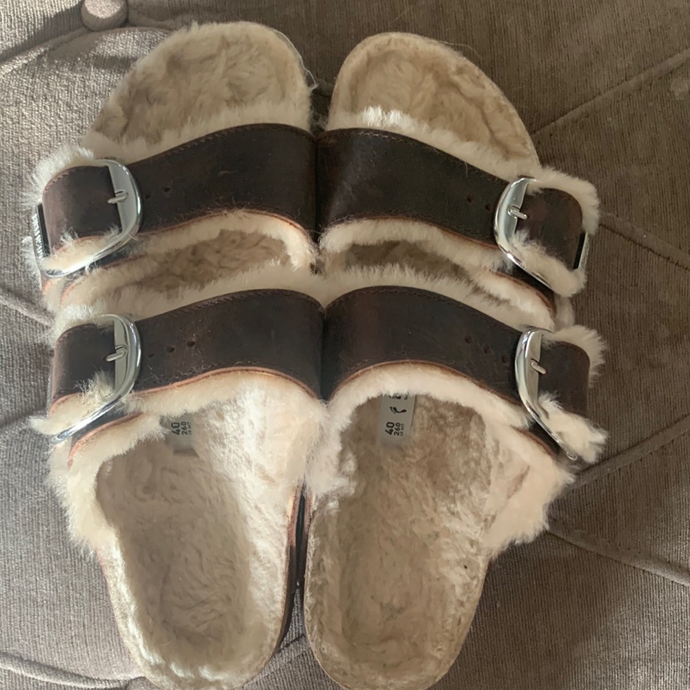 Brown leather shearling Birkenstock size 40